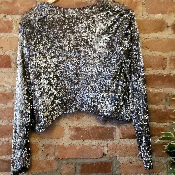 Sequin Jacket With Tulle Trim - Picture 5 of 6